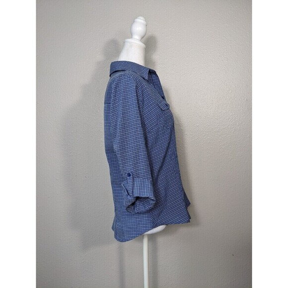 Joanna Pink & Black Plaid, Striped Sheer Women's Button Up Blouse Top Size M A10 - Picture 2 of 5